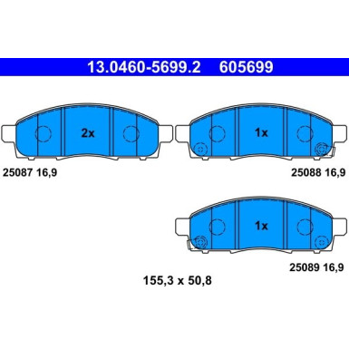ATE | Bremsbelagsatz, Scheibenbremse | 13.0460-5699.2