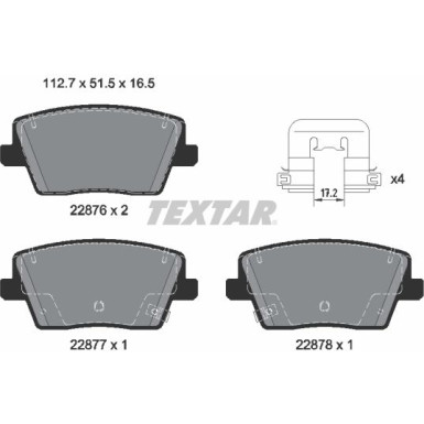 Textar | Bremsbelagsatz, Scheibenbremse | 2287601