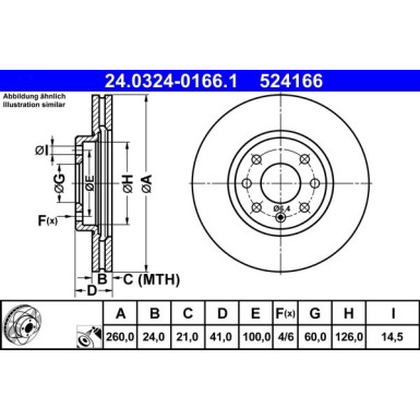 ATE | Bremsscheibe | 24.0324-0166.1