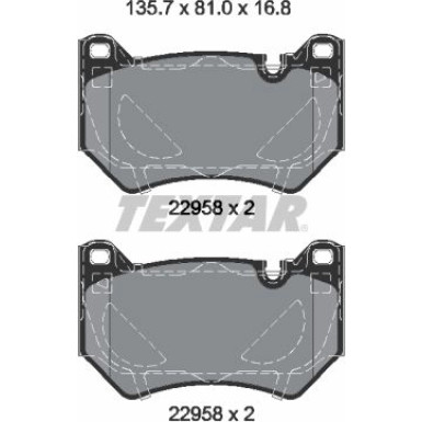 Textar | Bremsbelagsatz, Scheibenbremse | 2295801