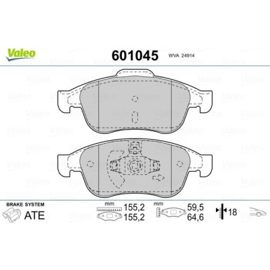 Valeo | Bremsbelagsatz, Scheibenbremse | 601045