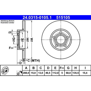 ATE | Bremsscheibe | 24.0315-0105.1