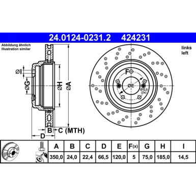 ATE | Bremsscheibe | 24.0124-0231.2