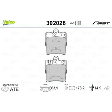 Valeo | Bremsbelagsatz, Scheibenbremse | 302028