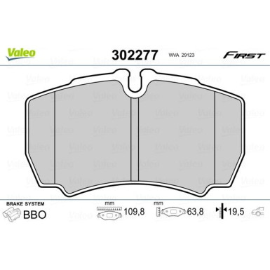 Valeo | Bremsbelagsatz, Scheibenbremse | 302277