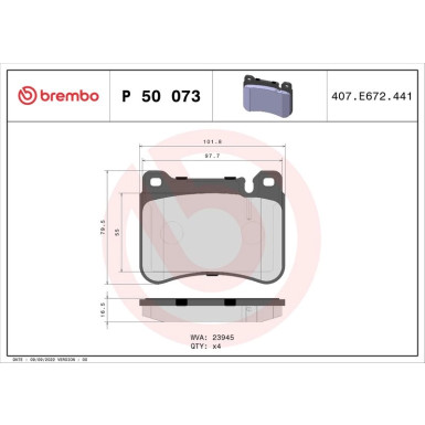 Brembo | Bremsbelagsatz, Scheibenbremse | P 50 073