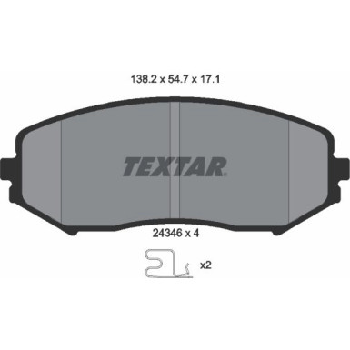 Textar | Bremsbelagsatz, Scheibenbremse | 2434601