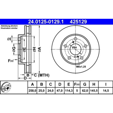 ATE | Bremsscheibe | 24.0125-0129.1