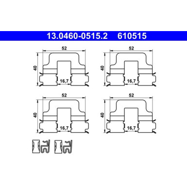 ATE | Zubehörsatz, Scheibenbremsbelag | 13.0460-0515.2