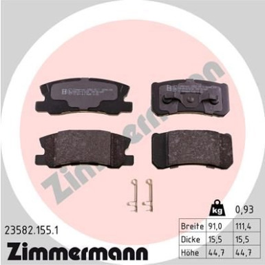 Zimmermann | Bremsbelagsatz, Scheibenbremse | 23582.155.1