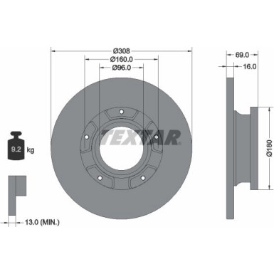 Textar | Bremsscheibe | 92292603