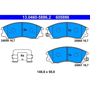 ATE | Bremsbelagsatz, Scheibenbremse | 13.0460-5886.2
