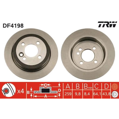 TRW | Bremsscheibe | DF4198