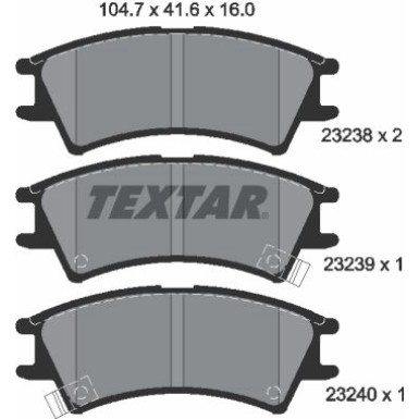 Textar | Bremsbelagsatz, Scheibenbremse | 2323802