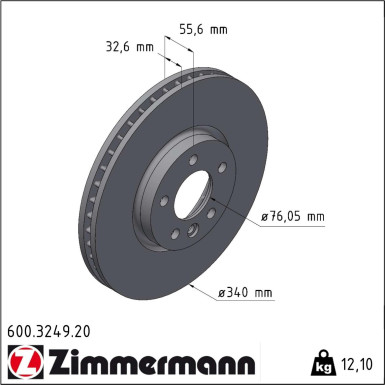 Zimmermann | Bremsscheibe | 600.3249.20