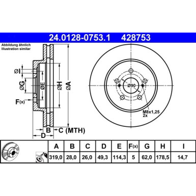 ATE | Bremsscheibe | 24.0128-0753.1