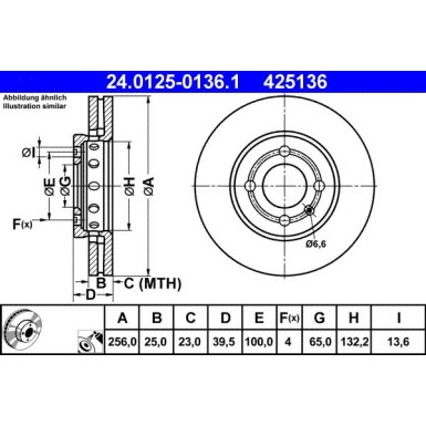 ATE | Bremsscheibe | 24.0125-0136.1