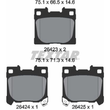 Textar | Bremsbelagsatz, Scheibenbremse | 2642301