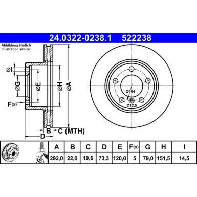 ATE | Bremsscheibe | 24.0322-0238.1