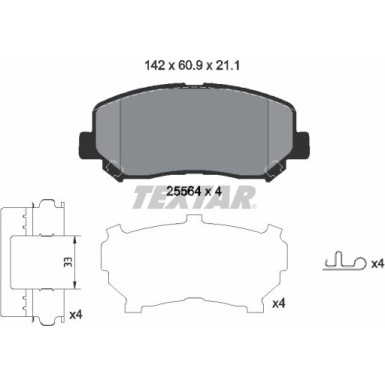 Textar | Bremsbelagsatz, Scheibenbremse | 2556403