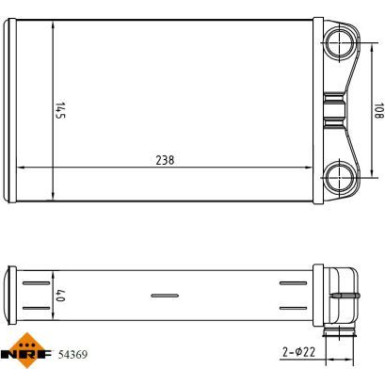 NRF | Wärmetauscher, Innenraumheizung | ohne Rohr | 54369