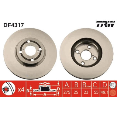 TRW | Bremsscheibe | DF4317