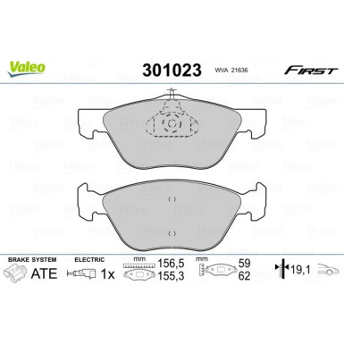 Valeo | Bremsbelagsatz, Scheibenbremse | 301023