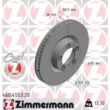 Zimmermann | Bremsscheibe | 460.4553.20