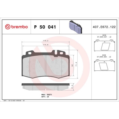 Brembo | Bremsbelagsatz, Scheibenbremse | P 50 041