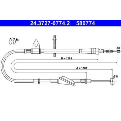 ATE | Seilzug, Feststellbremse | 24.3727-0774.2