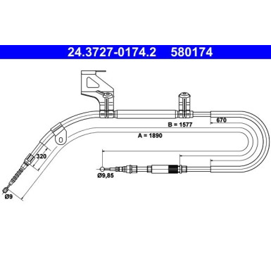 ATE | Seilzug, Feststellbremse | 24.3727-0174.2