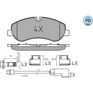 Meyle | Bremsbelagsatz, Scheibenbremse | 025 256 0217/PD