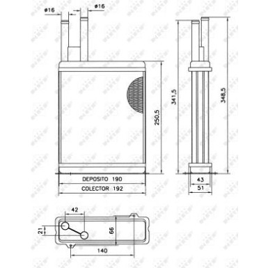 NRF | Wärmetauscher, Innenraumheizung | 52066