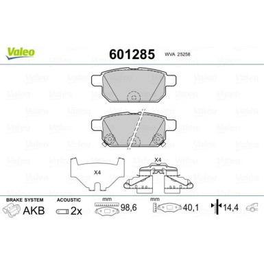 Valeo | Bremsbelagsatz, Scheibenbremse | 601285