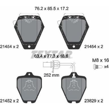 Textar | Bremsbelagsatz, Scheibenbremse | 2145401