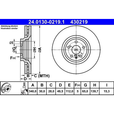 ATE | Bremsscheibe | 24.0130-0219.1