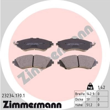 Zimmermann | Bremsbelagsatz, Scheibenbremse | 23234.170.1