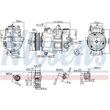 Nissens | Kompressor, Klimaanlage | 890550