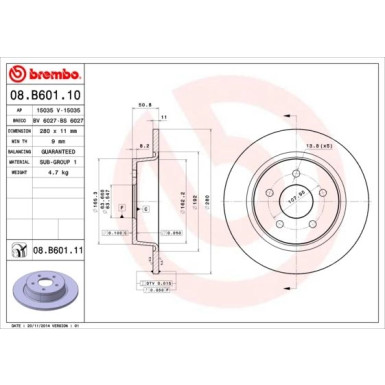 Brembo | Bremsscheibe | 08.B601.11