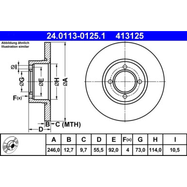 ATE | Bremsscheibe | 24.0113-0125.1