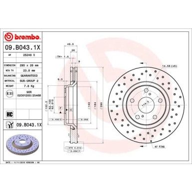 Brembo | Bremsscheibe | 09.B043.1X