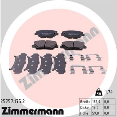 Zimmermann | Bremsbelagsatz, Scheibenbremse | 25757.175.2