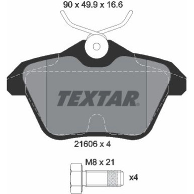 Textar | Bremsbelagsatz, Scheibenbremse | 2160601