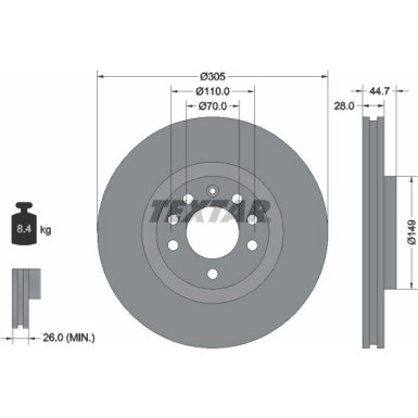 Textar | Bremsscheibe | 92155403