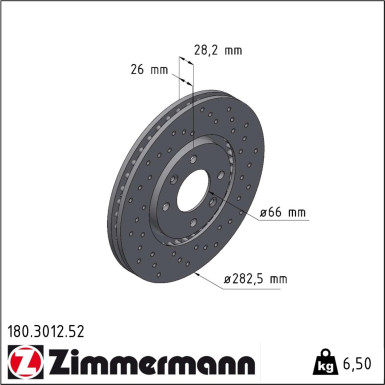 Zimmermann | Bremsscheibe | 180.3012.52