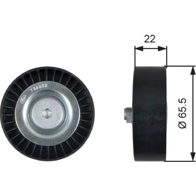 Gates | Umlenk-/Führungsrolle, Keilrippenriemen | T36458
