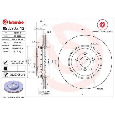 Brembo | Bremsscheibe | 09.D905.13