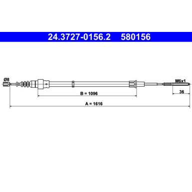 ATE | Seilzug, Feststellbremse | 24.3727-0156.2