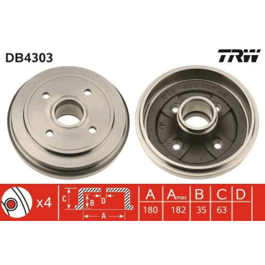 TRW | Bremstrommel | DB4303