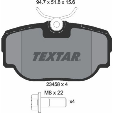 Textar | Bremsbelagsatz, Scheibenbremse | 2345801